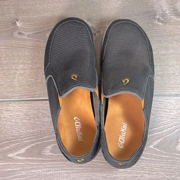 Olukai Nohea Mesh Mens Size 9/EU 42 Dark Shadow Slip On Collapsible Heel Sneaker