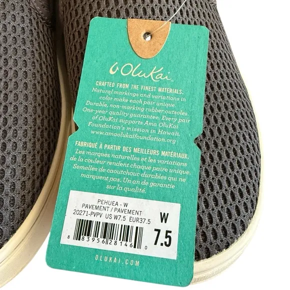 OluKai NWT PEHUEA Slip-on Sneaker - Pavement Women’s Size 7.5