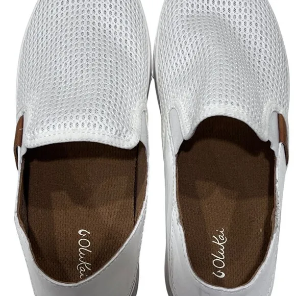 OluKai Pehuea Breathable Slip-On Shoes, Bright White, 9.5