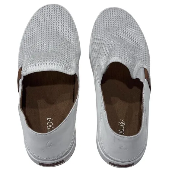 OluKai Pehuea Breathable Slip-On Shoes, Bright White, 9.5