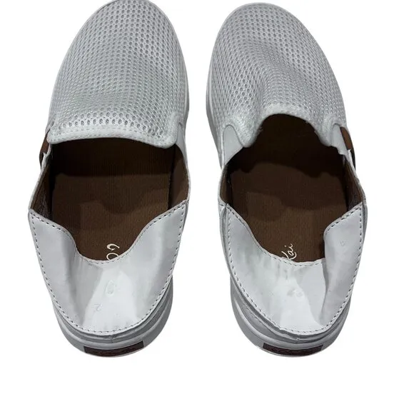 OluKai Pehuea Breathable Slip-On Shoes, Bright White, 9.5