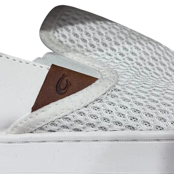 OluKai Pehuea Breathable Slip-On Shoes, Bright White, 9.5