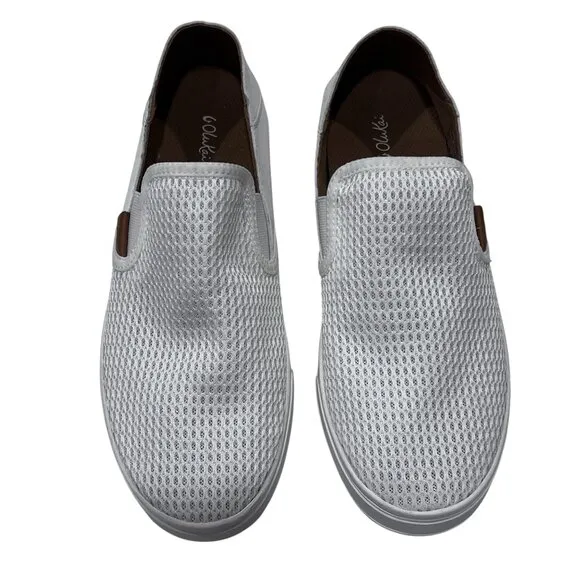 OluKai Pehuea Breathable Slip-On Shoes, Bright White, 9.5