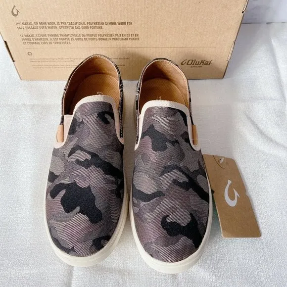 Olukai Pehuea Pa'i Womens Soft Pink/Ke Au Camo Slip-on Shoe Loafer US 6