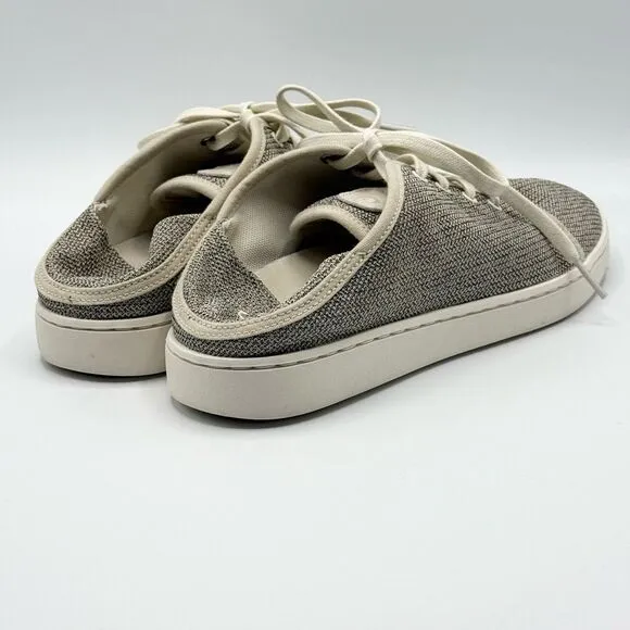 OluKai Pehueali Slip On Lace Up Beige Canvas Print Sneakers - Women’s US 7 / EU