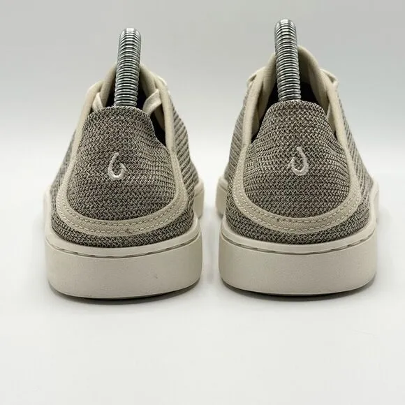 OluKai Pehueali Slip On Lace Up Beige Canvas Print Sneakers - Women’s US 7 / EU