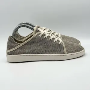 OluKai Pehueali Slip On Lace Up Beige Canvas Print Sneakers - Women’s US 7 / EU