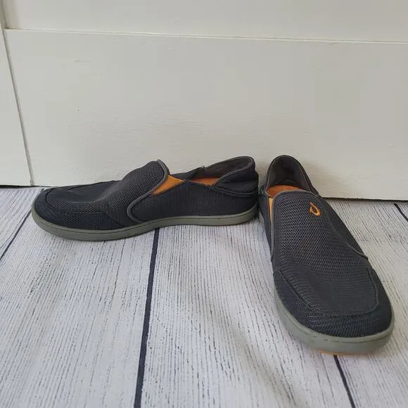 OluKai Size 8Nohea Mesh Men's Slip On Sneakers Lightweight Breathable Gray