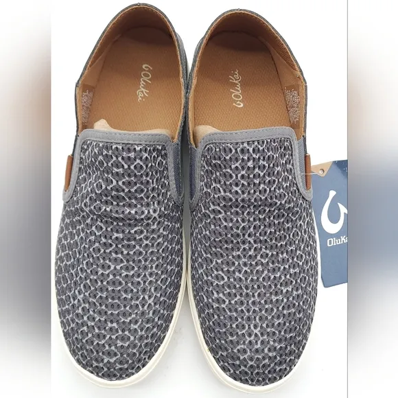 Olukai Women's Pehuea Pa'i Slip On Casual Sneakers Charcoal / Mo'o Size 10
