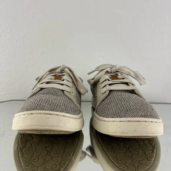OLUKAI Womens Tapa Grey Pehuea Li Drop In Heel Lace Up Lightweight Sneakers