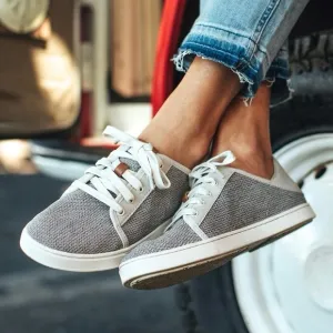 OLUKAI Womens Tapa Grey Pehuea Li Drop In Heel Lace Up Lightweight Sneakers