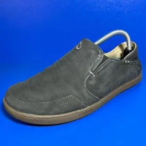 OluKai Mens Nohea Twill Black Slip On Shoes 9