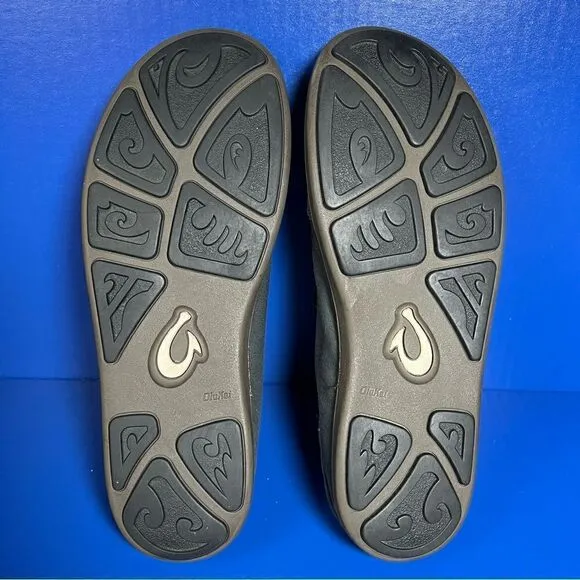 OluKai Mens Nohea Twill Black Slip On Shoes 9