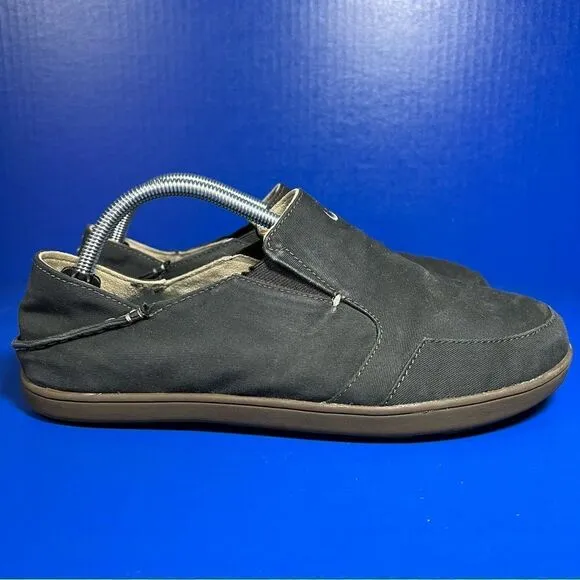 OluKai Mens Nohea Twill Black Slip On Shoes 9