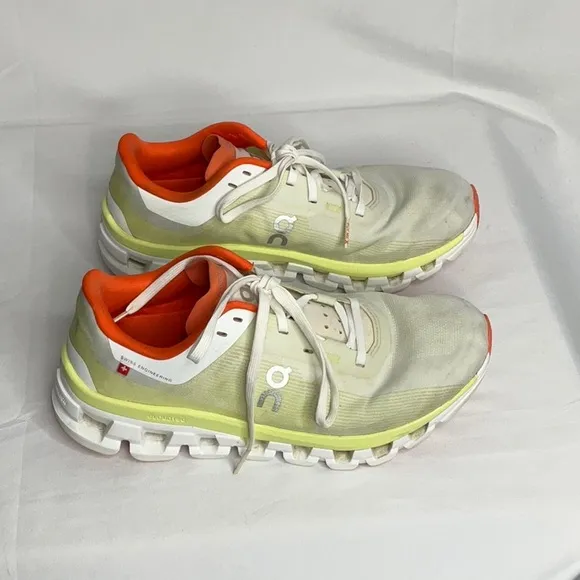 On Cloudflow Cloud Tec Running Shoes Women's White, Yellow &amp; Orange US Size 7
