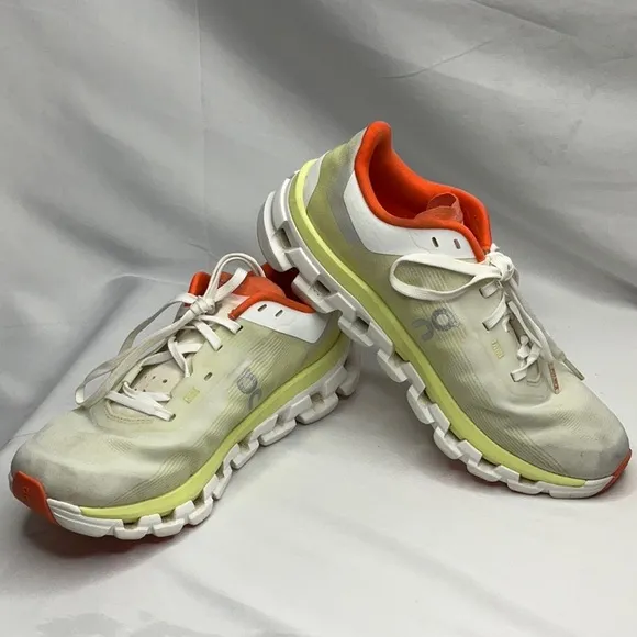 On Cloudflow Cloud Tec Running Shoes Women's White, Yellow &amp; Orange US Size 7