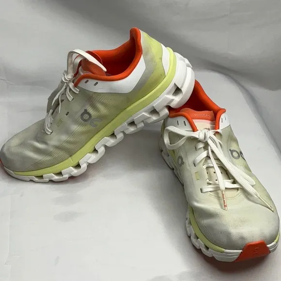 On Cloudflow Cloud Tec Running Shoes Women's White, Yellow &amp; Orange US Size 7