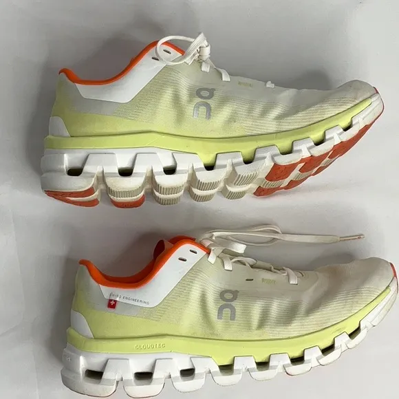 On Cloudflow Cloud Tec Running Shoes Women's White, Yellow &amp; Orange US Size 7