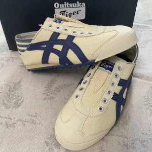 Onitsuka Tiger Mexico 66 Slip On Fabric Flat Sneakers Natural/Navy