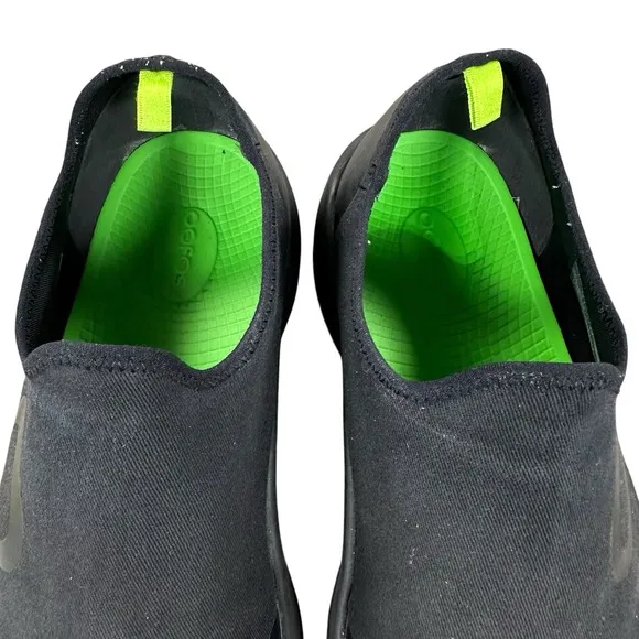 OOfos Mens Size 12 OOmg Eezee Low Recovery Sport Black canvas comfort Slip On