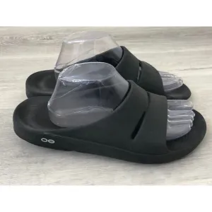 Oofos Ooahh Sport Flex Mens 9 Black Rubber Open Toe Slip-On Slide Sandal