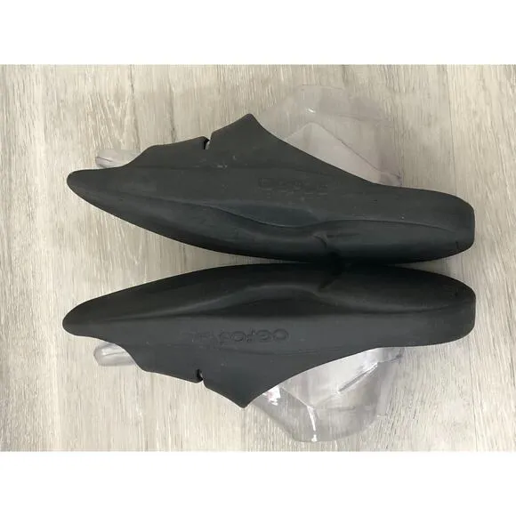 Oofos Ooahh Sport Flex Mens 9 Black Rubber Open Toe Slip-On Slide Sandal