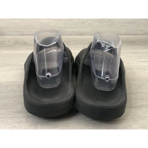 Oofos Ooahh Sport Flex Mens 9 Black Rubber Open Toe Slip-On Slide Sandal