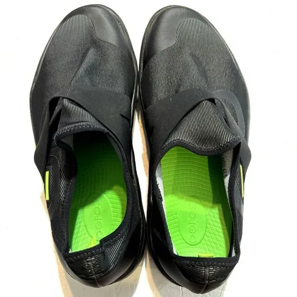 Oofos Oomg Fibre Low Shoes Slip On Sneaker Black Recovery Support Mens sz 9.5