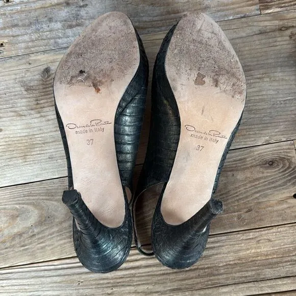 Oscar de la Renta Platform Peep Toe Heels - 37/6.5