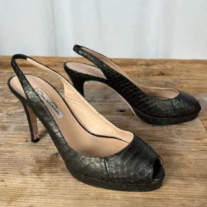 Oscar de la Renta Platform Peep Toe Heels - 37/6.5