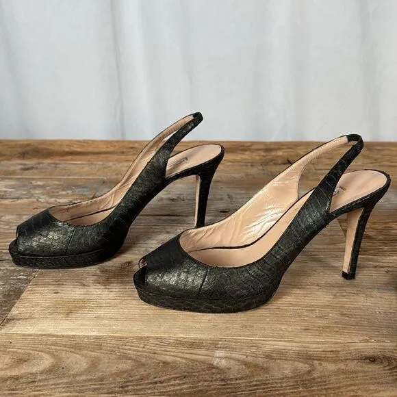 Oscar de la Renta Platform Peep Toe Heels - 37/6.5