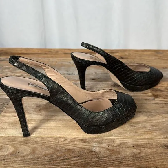 Oscar de la Renta Platform Peep Toe Heels - 37/6.5