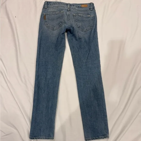 PAIGE Roxbury Low Waist Distressed Jeans Size 24 Light Wash Denim Made in USA