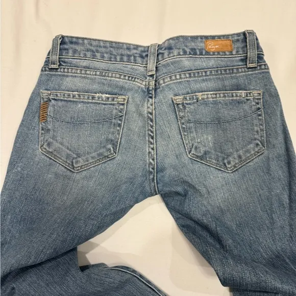PAIGE Roxbury Low Waist Distressed Jeans Size 24 Light Wash Denim Made in USA