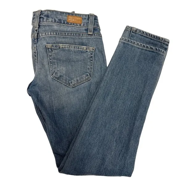 PAIGE Roxbury Low Waist Distressed Jeans Size 24 Light Wash Denim Made in USA