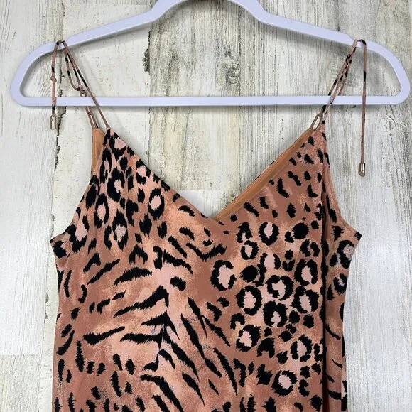 PAIGE Womens Dress XS Cicely Silk Faded Leopard Animal Print Slip Edgy Chic