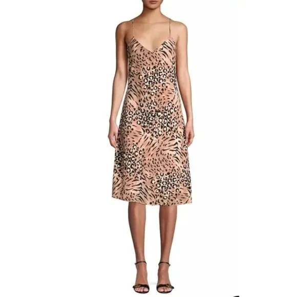 PAIGE Womens Dress XS Cicely Silk Faded Leopard Animal Print Slip Edgy Chic