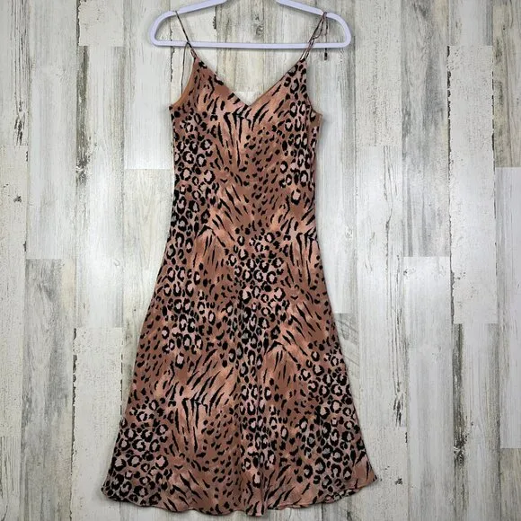 PAIGE Womens Dress XS Cicely Silk Faded Leopard Animal Print Slip Edgy Chic