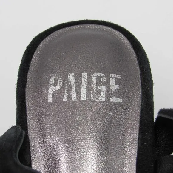PAIGE Sage Scalloped Black Suede High Heels SZ 6