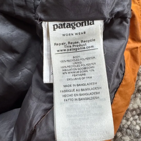 Patagonia Down sweater hoodie Pullover orange rust excellent cond men’s small