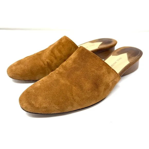 PAUL ANDREW tan suede slides, made in Italy, size 40.5