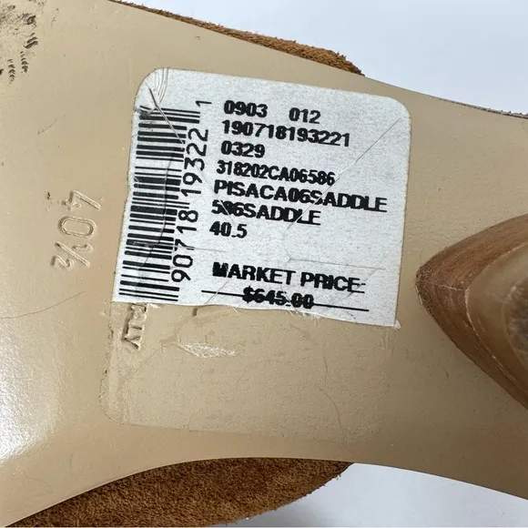 PAUL ANDREW tan suede slides, made in Italy, size 40.5