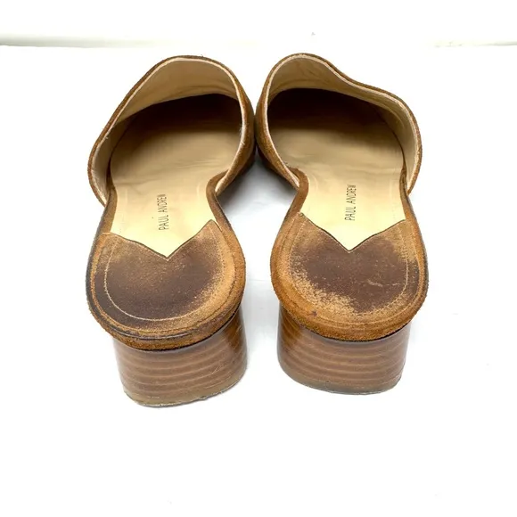 PAUL ANDREW tan suede slides, made in Italy, size 40.5