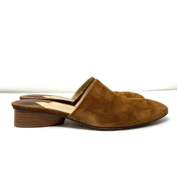 PAUL ANDREW tan suede slides, made in Italy, size 40.5