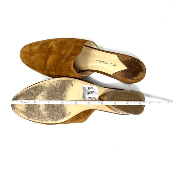 PAUL ANDREW tan suede slides, made in Italy, size 40.5