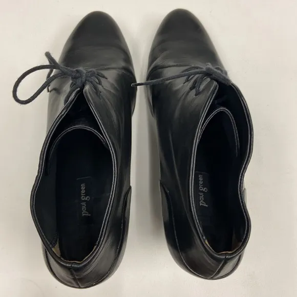 paul green black leather heeled oxfords booties Size 8 Quite Luxury
