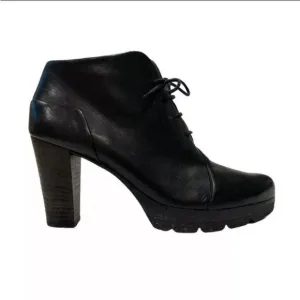 paul green black leather heeled oxfords booties Size 8 Quite Luxury