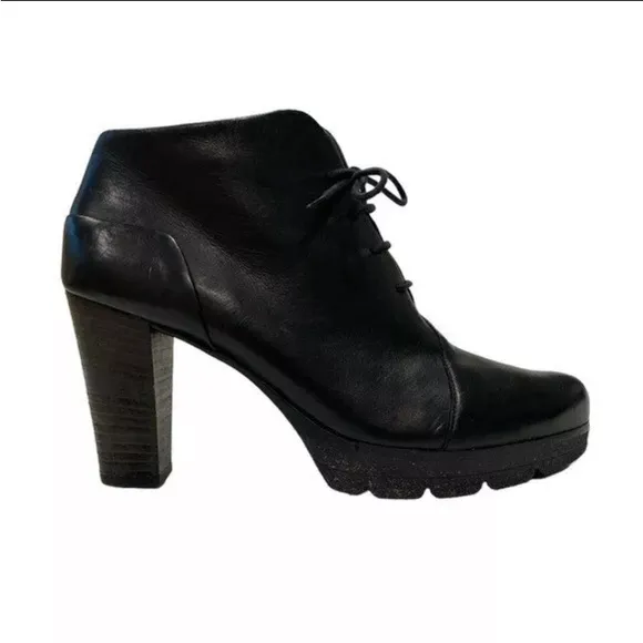 paul green black leather heeled oxfords booties Size 8 Quite Luxury