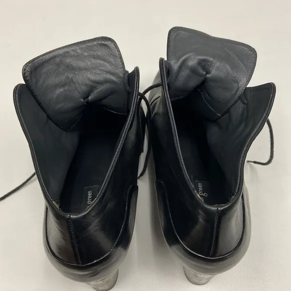 paul green black leather heeled oxfords booties Size 8 Quite Luxury