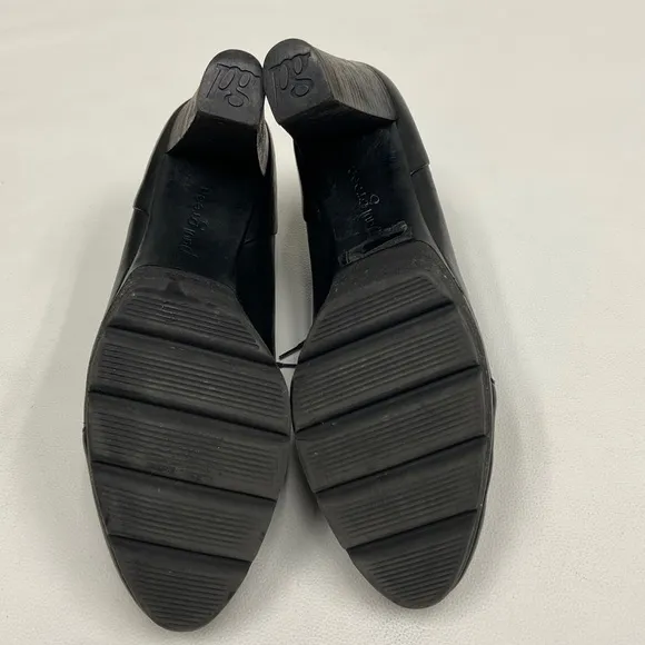 paul green black leather heeled oxfords booties Size 8 Quite Luxury